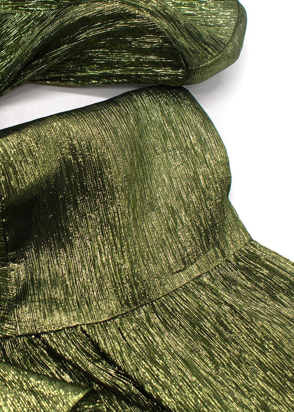 Petar Petrov Green Metallic Semi-Sheer Blouse