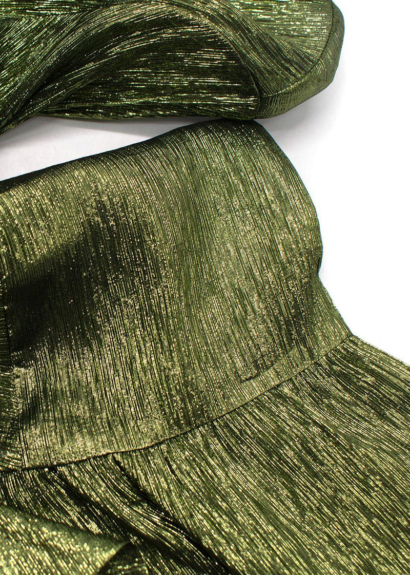 Petar Petrov Green Metallic Semi-Sheer Blouse