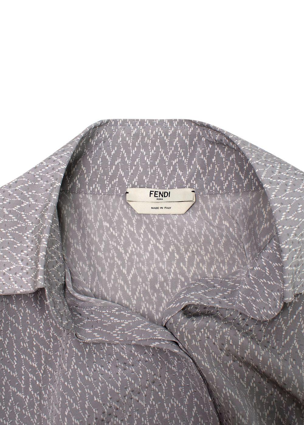 Fendi Silk Grey & White Longline Shirt