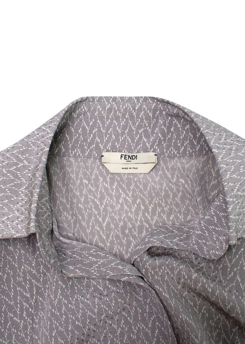 Fendi Silk Grey & White Longline Shirt