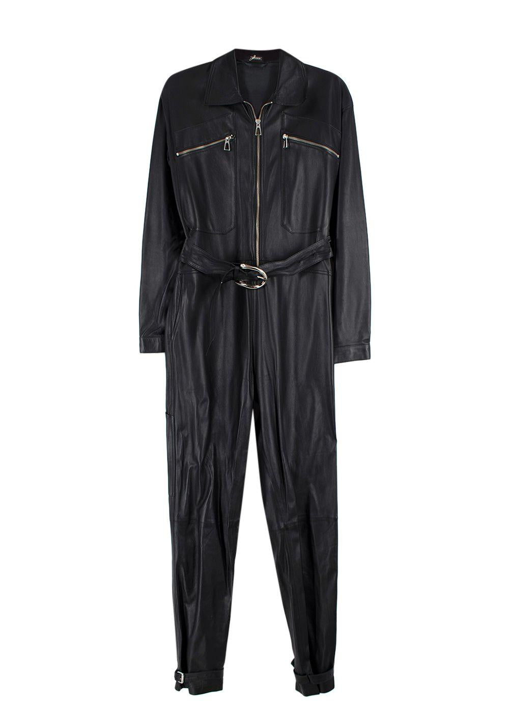 Dodo Bar Or Black Leather Barbara Belted Jumpsuit