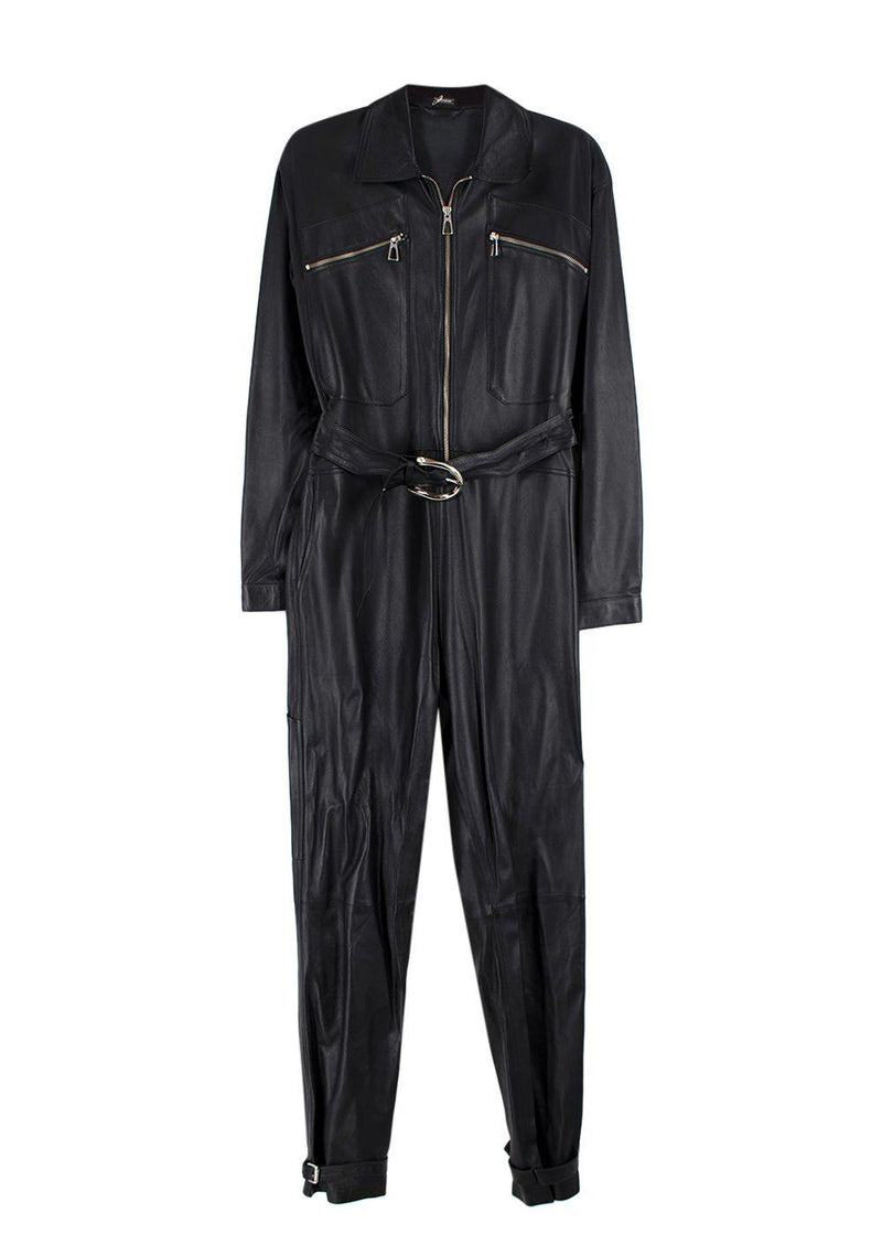 Dodo Bar Or Black Leather Barbara Belted Jumpsuit