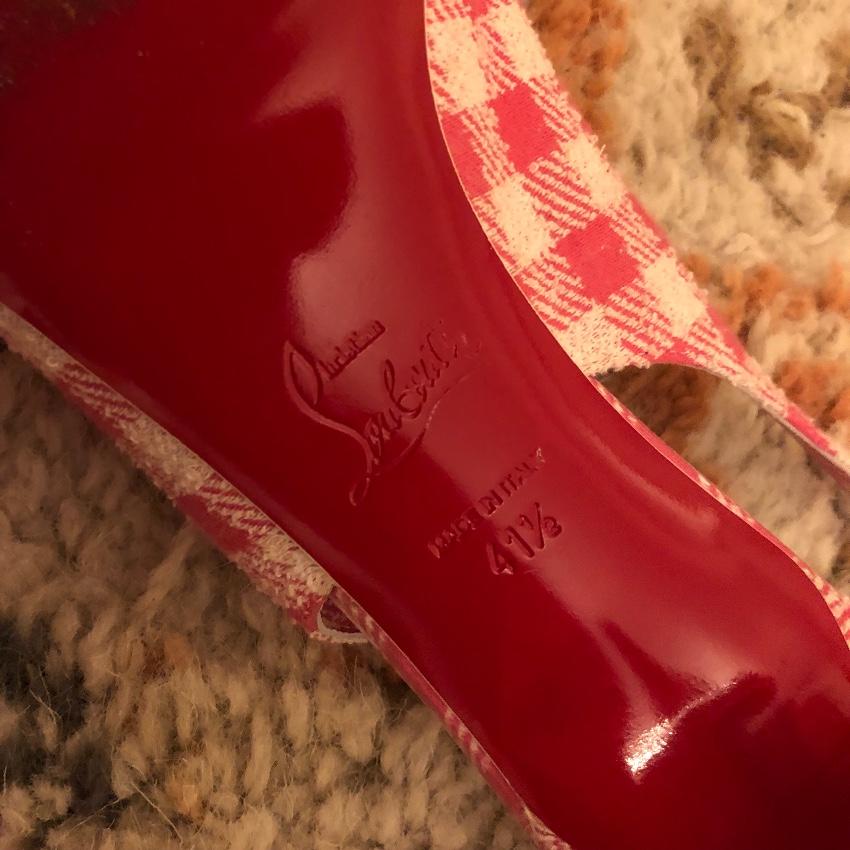 Christian Louboutin Kate Gingham Pointed Toe 55mm Slingback Pump