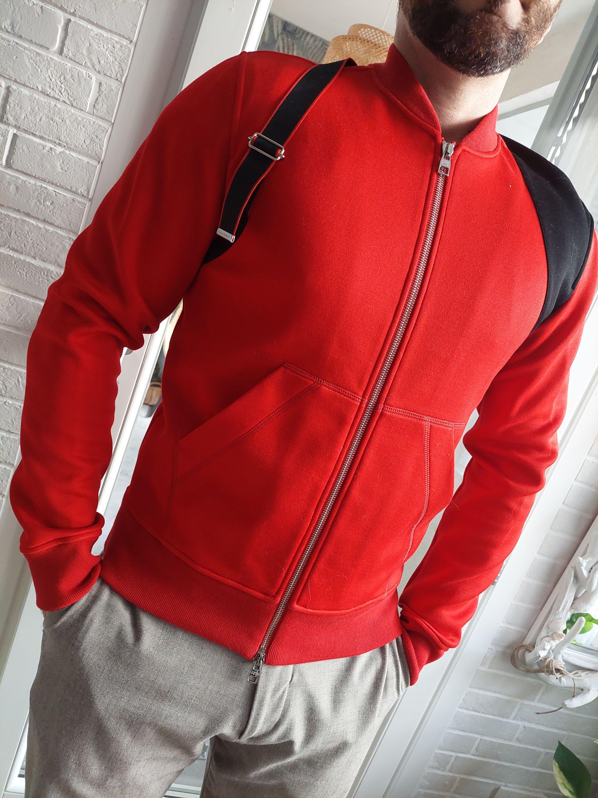 Alexander McQueen Red Harness Strap Bomber Jacket