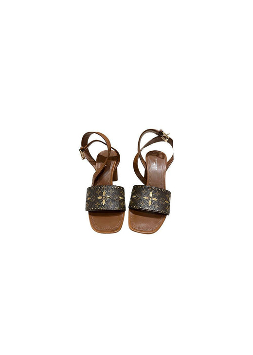 Monogram canvas & leather silhouette heeled sandals
