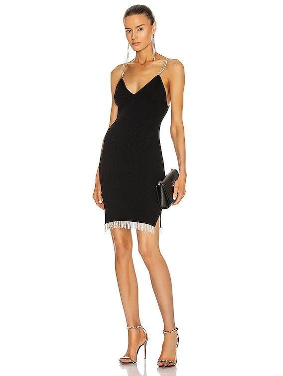 Bella Crystal Tassel Black Bodycon Dress