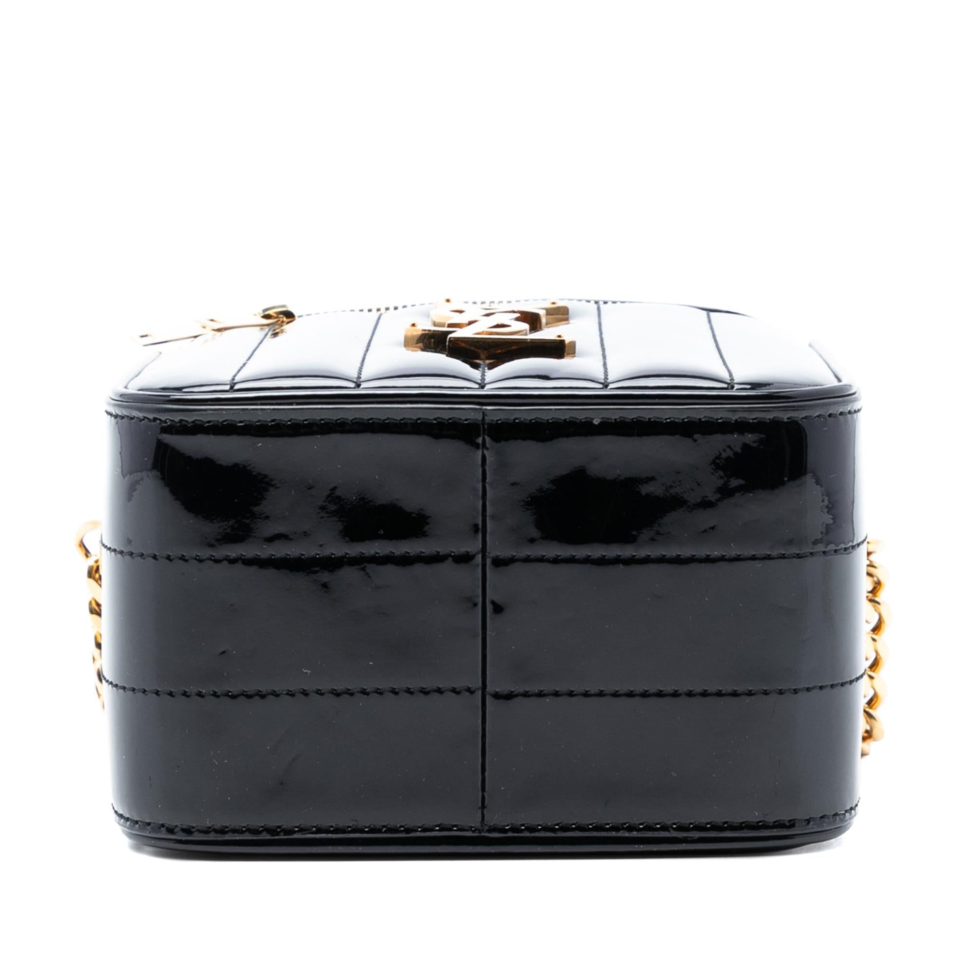 Saint Laurent Black Patent Vicky Vanity Bag