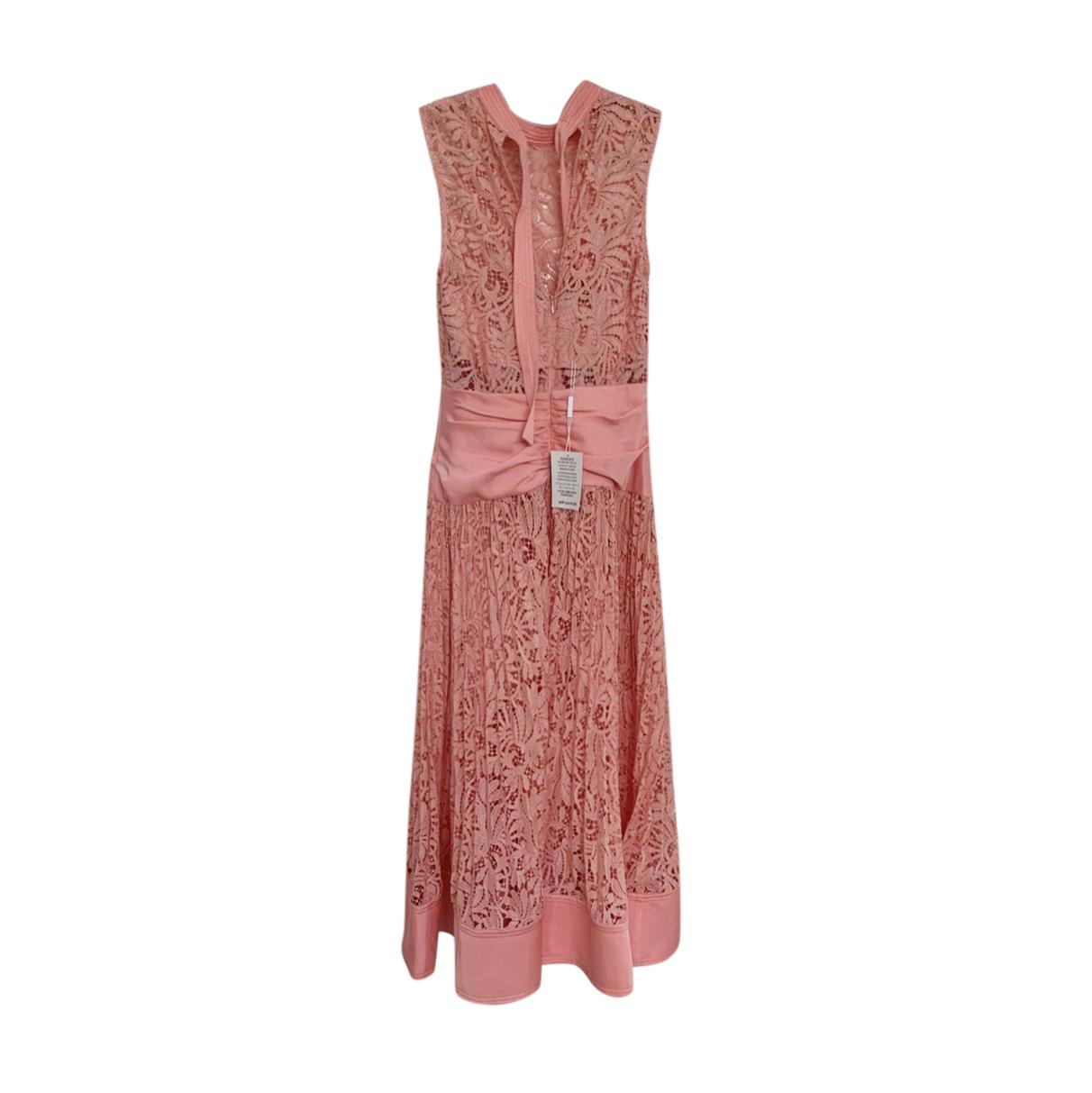 Self Portrait Pink Sleeveless Lace Midi Dress
