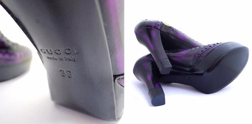 Gucci Barclay Purple Leather Platform Pumps