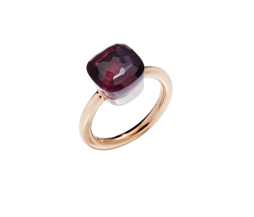 Garnet And Rose Gold Nudo Ring