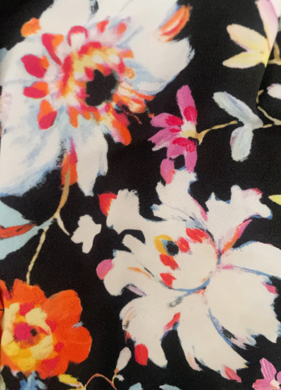 Black Floral Printed Cigarette Trousers