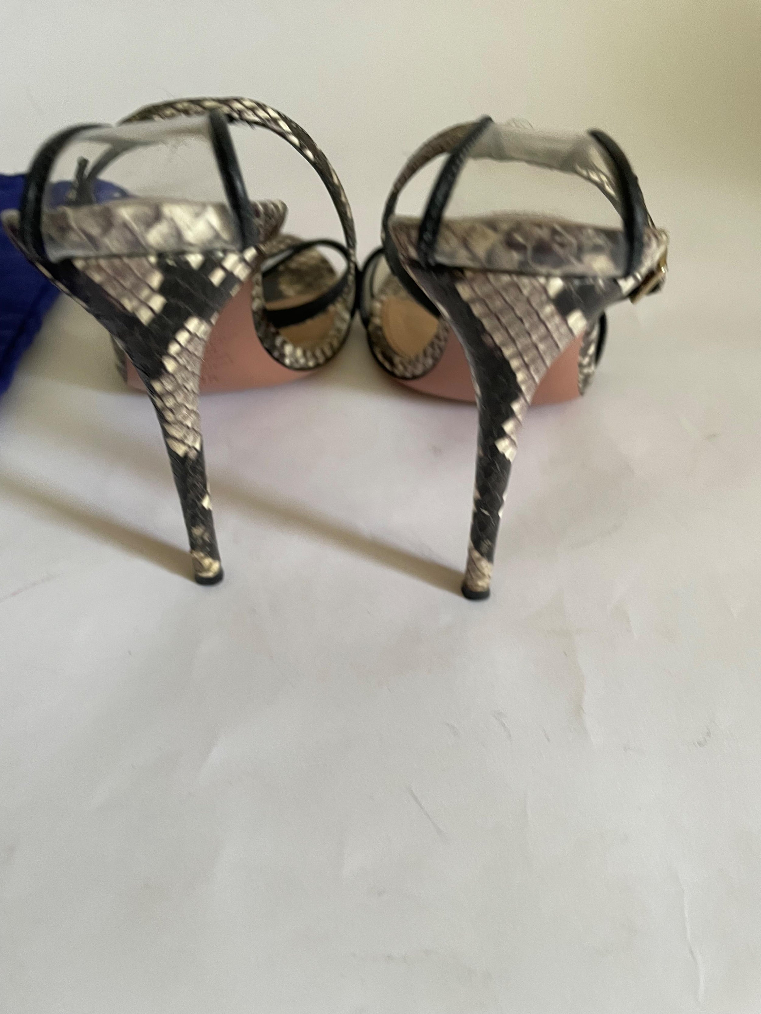 Snake Embossed Leather & PVC Sandals