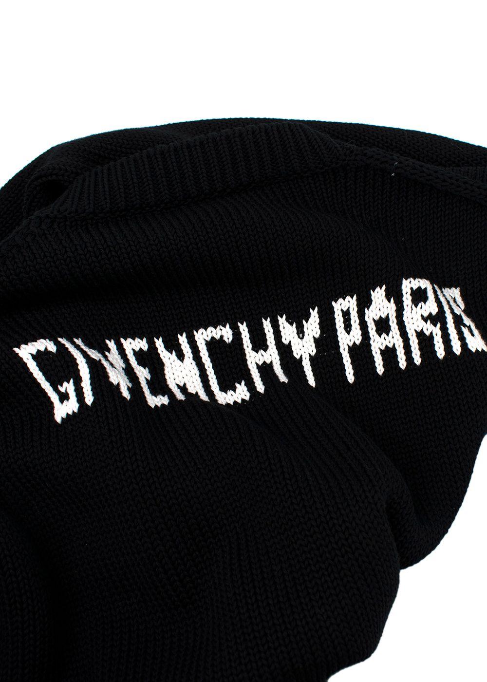 Givenchy Black Distressed Knitted Oversize Logo Jumper