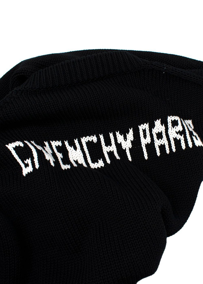 Givenchy Black Distressed Knitted Oversize Logo Jumper