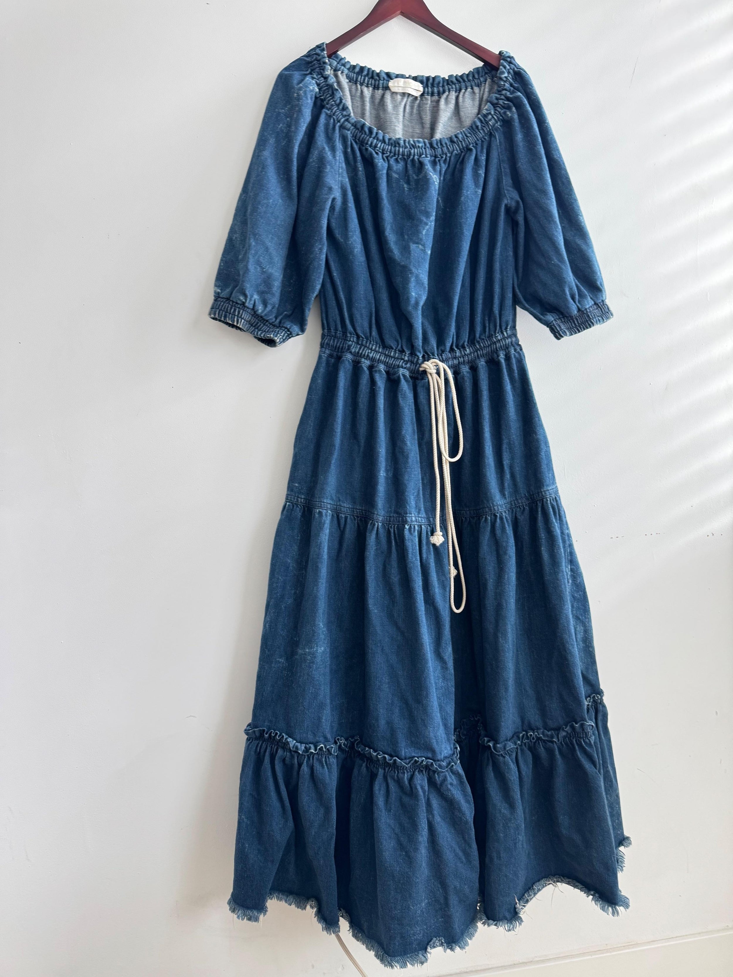 Off The Shoulder Denim Maxi Dress