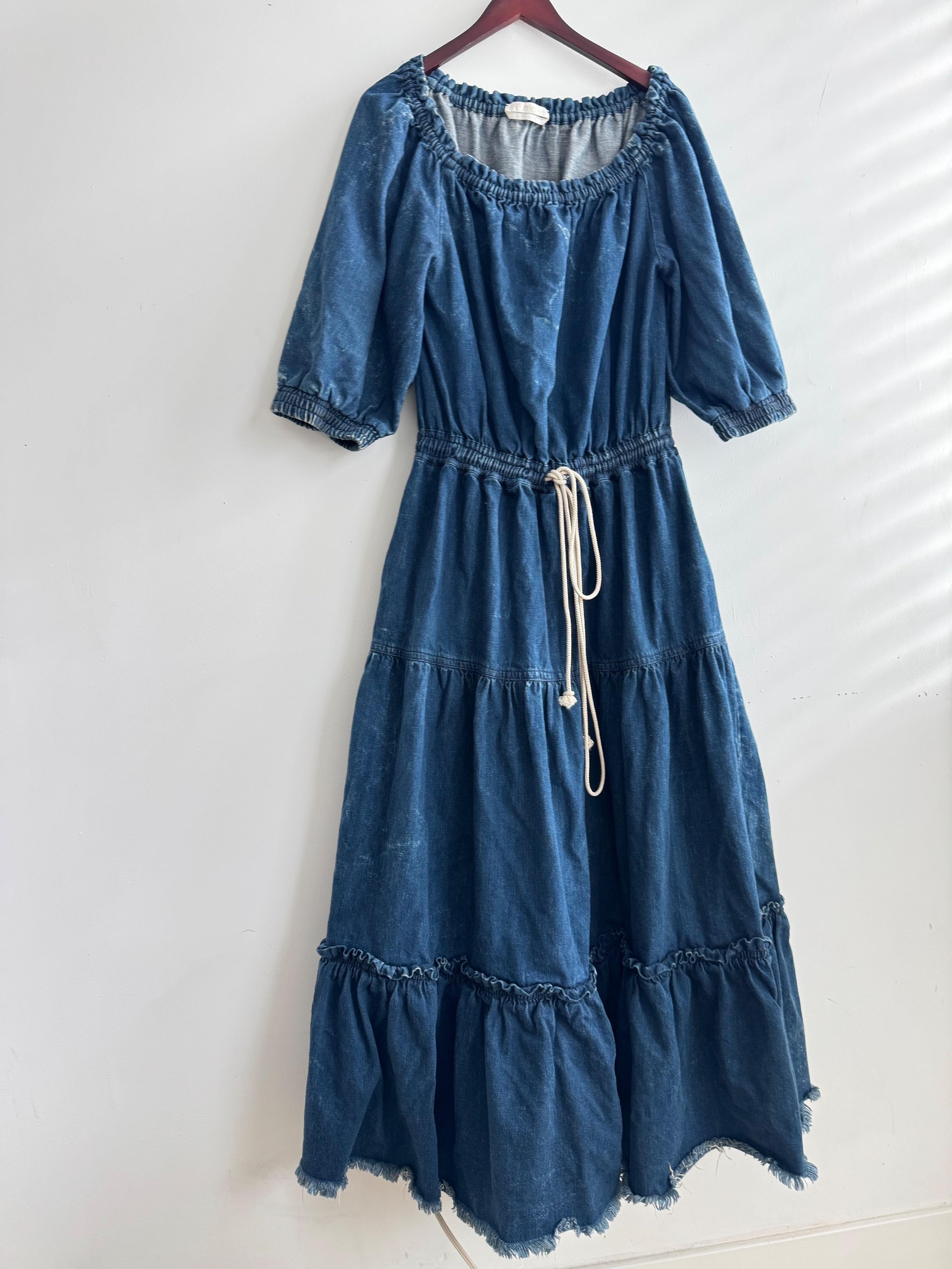 Off The Shoulder Denim Maxi Dress