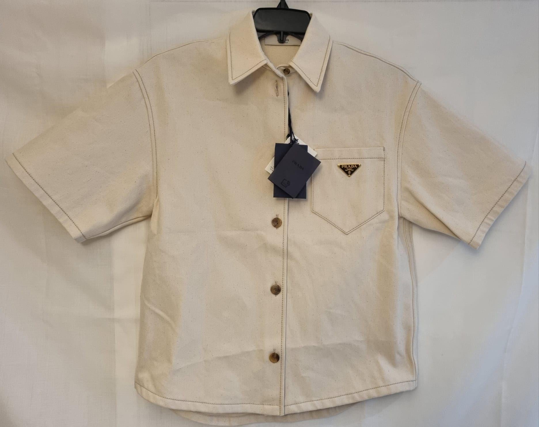 Cream Canvas Short Sleeve Shirt