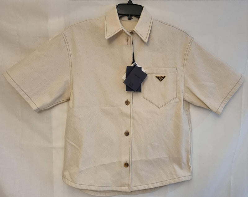 Cream Canvas Short Sleeve Shirt