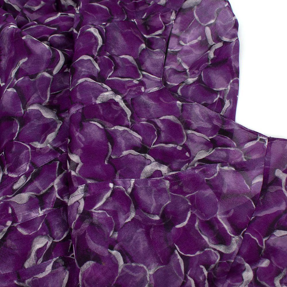 YSL Purple Floral-print Silk Blouse