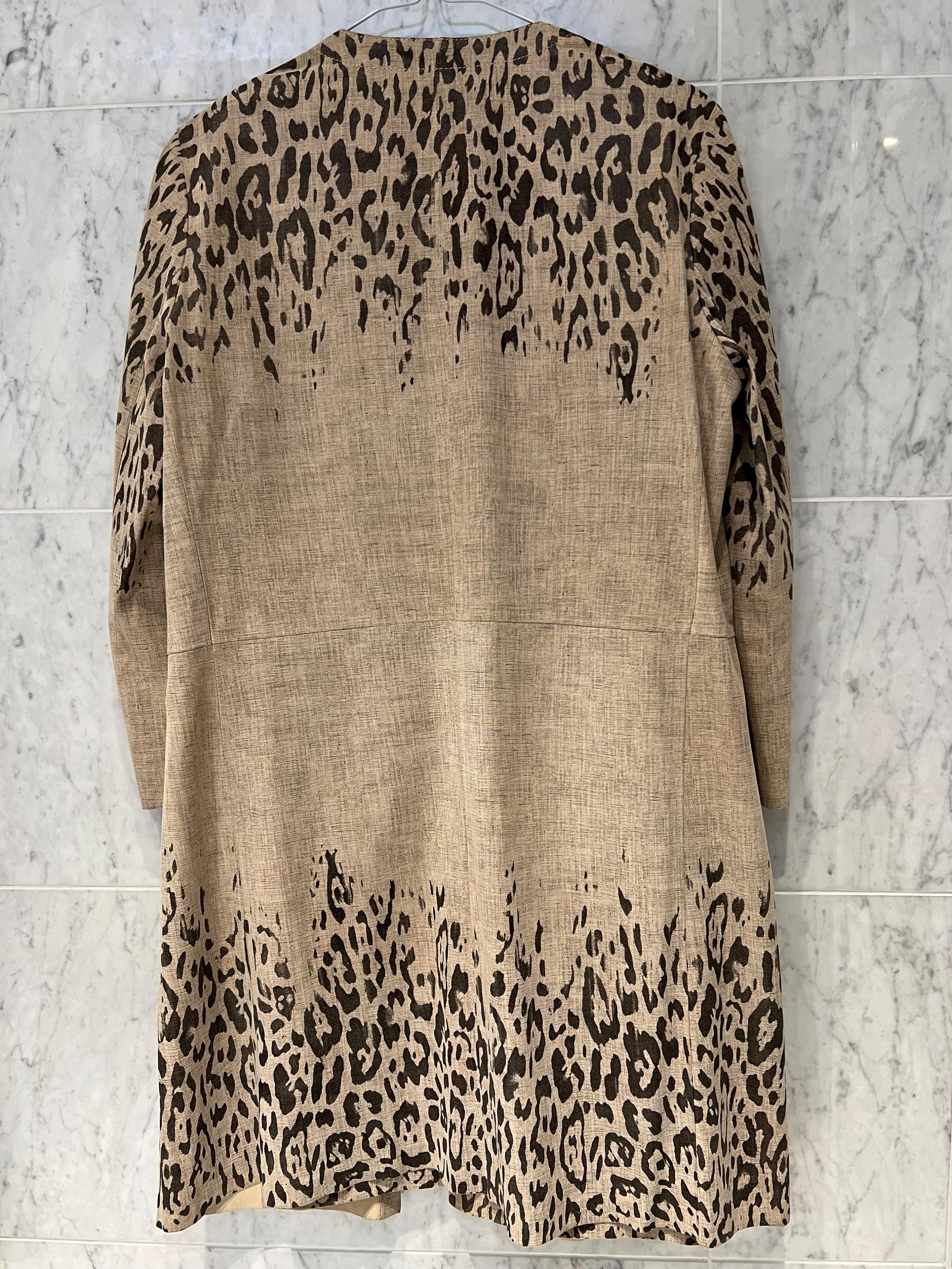 Beige Leopard Print Leather Dress & Jacket