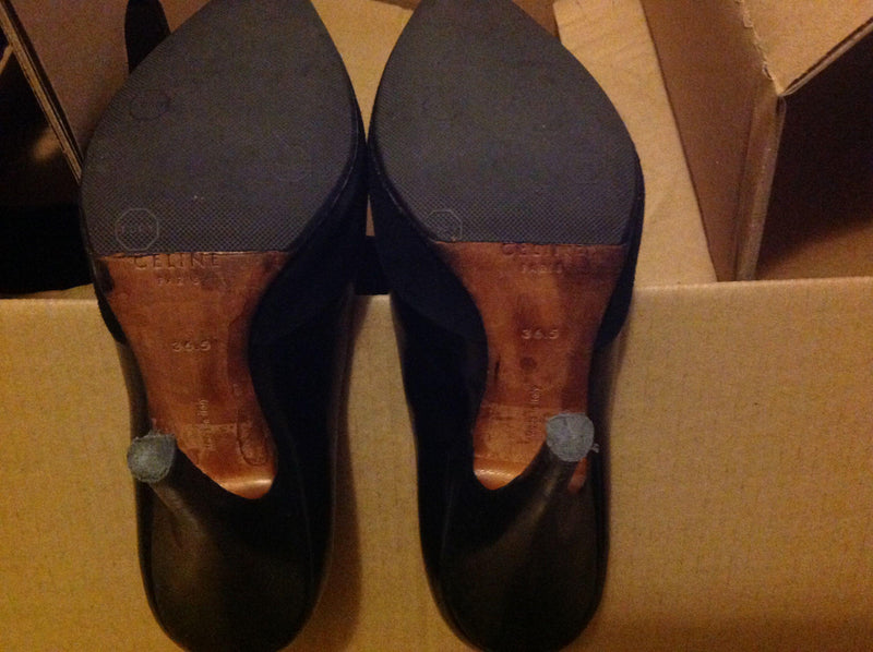 Celine Leather & Velvet Booties