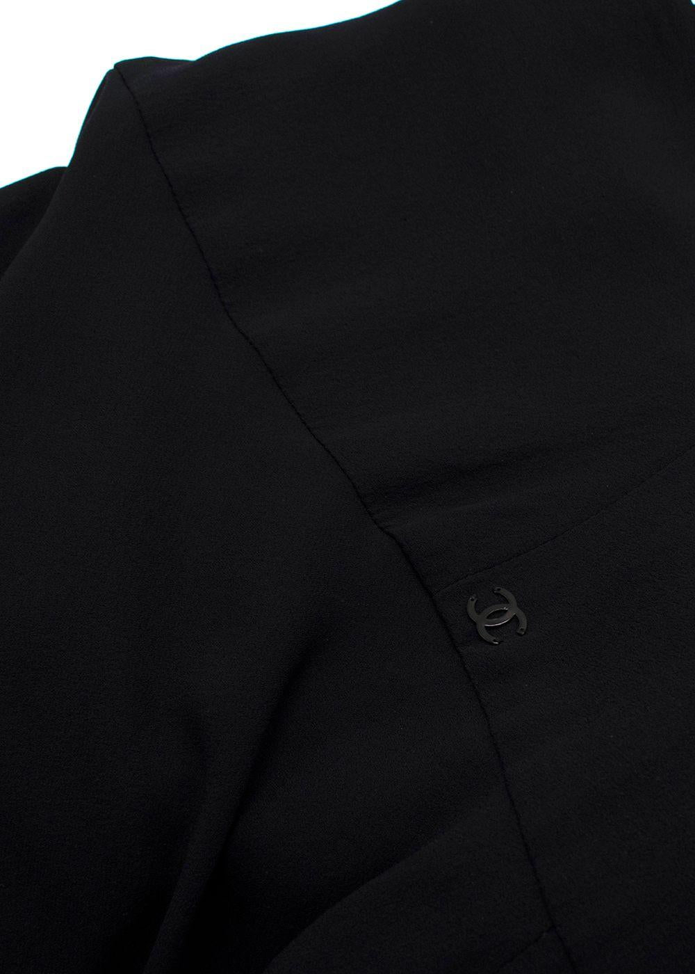 Chanel Black Floaty Silk Midi Skirt