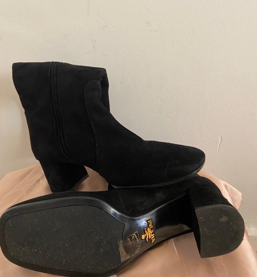 Suede Square-Toe Knee Boots
