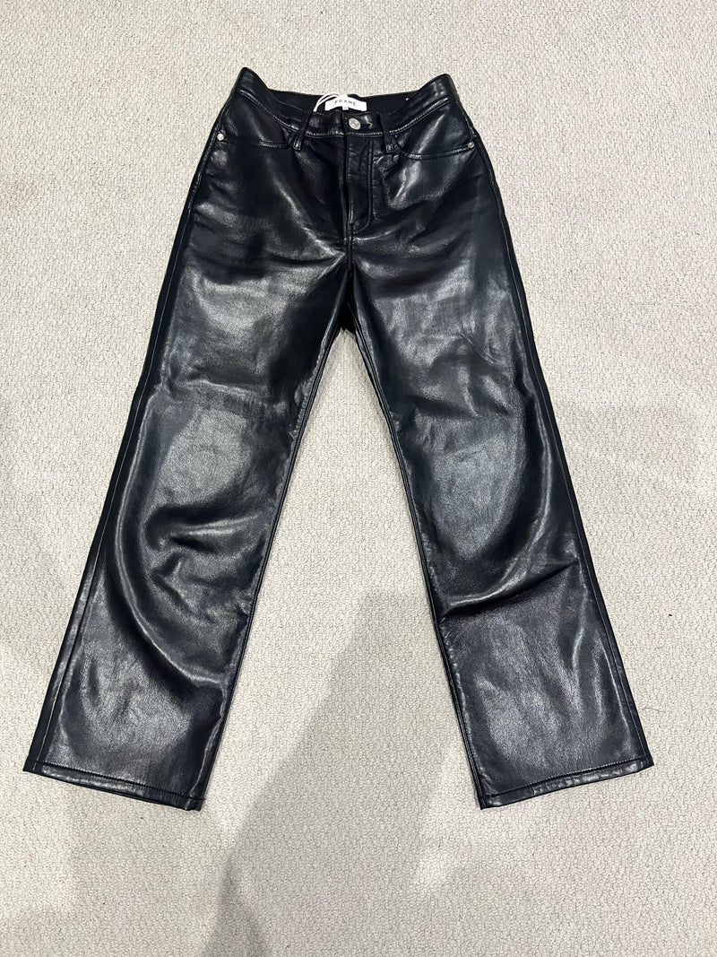 Frame Black Leather Le Jane Cropped Trousers