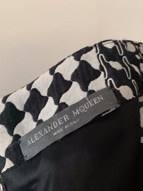 Black and White Check Mini Dress with Floral Embroidery