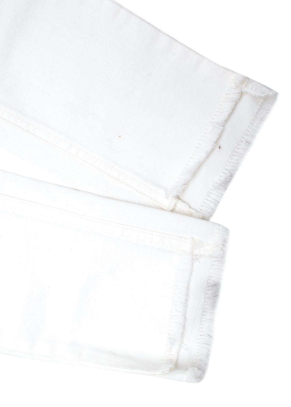 White Skinny Fringed Hem Jeans