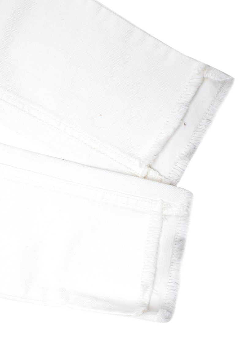 White Skinny Fringed Hem Jeans