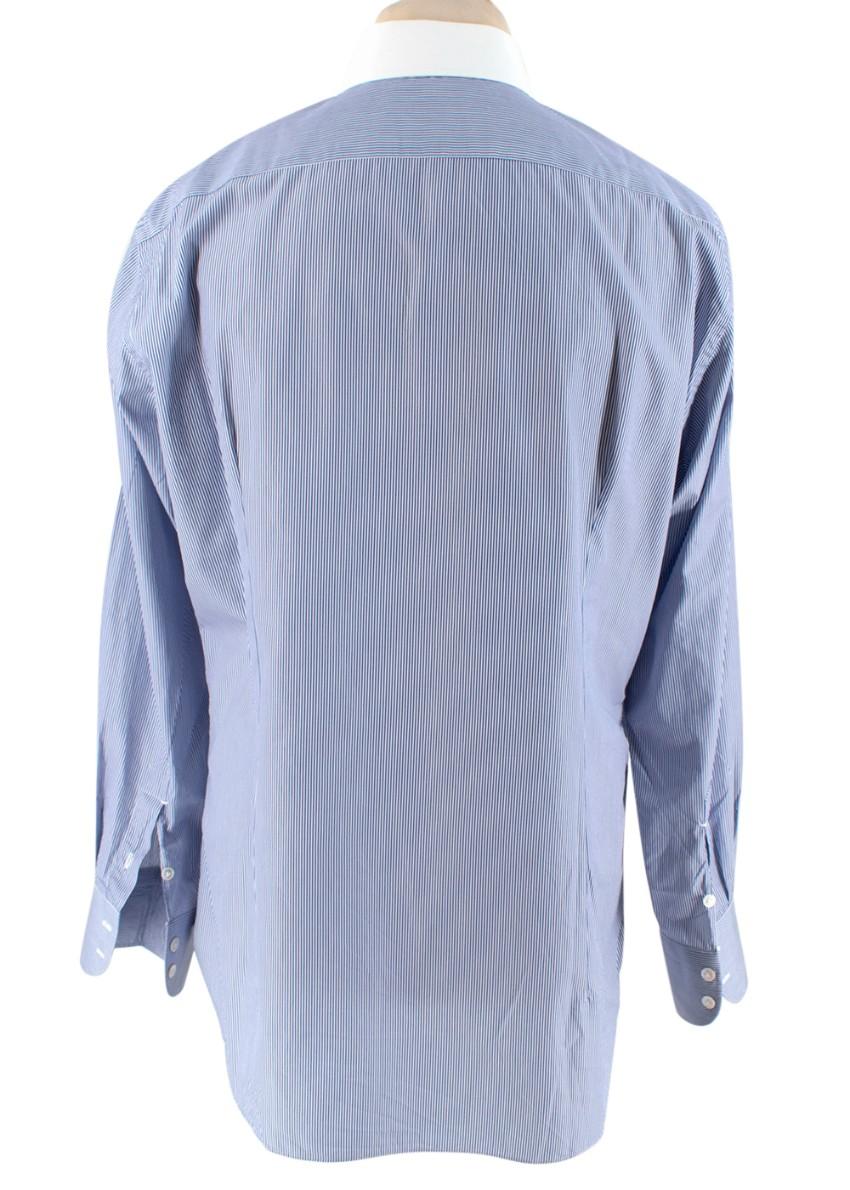 Emanuele Maffeis Blue & White Striped Cotton Tailored Shirt