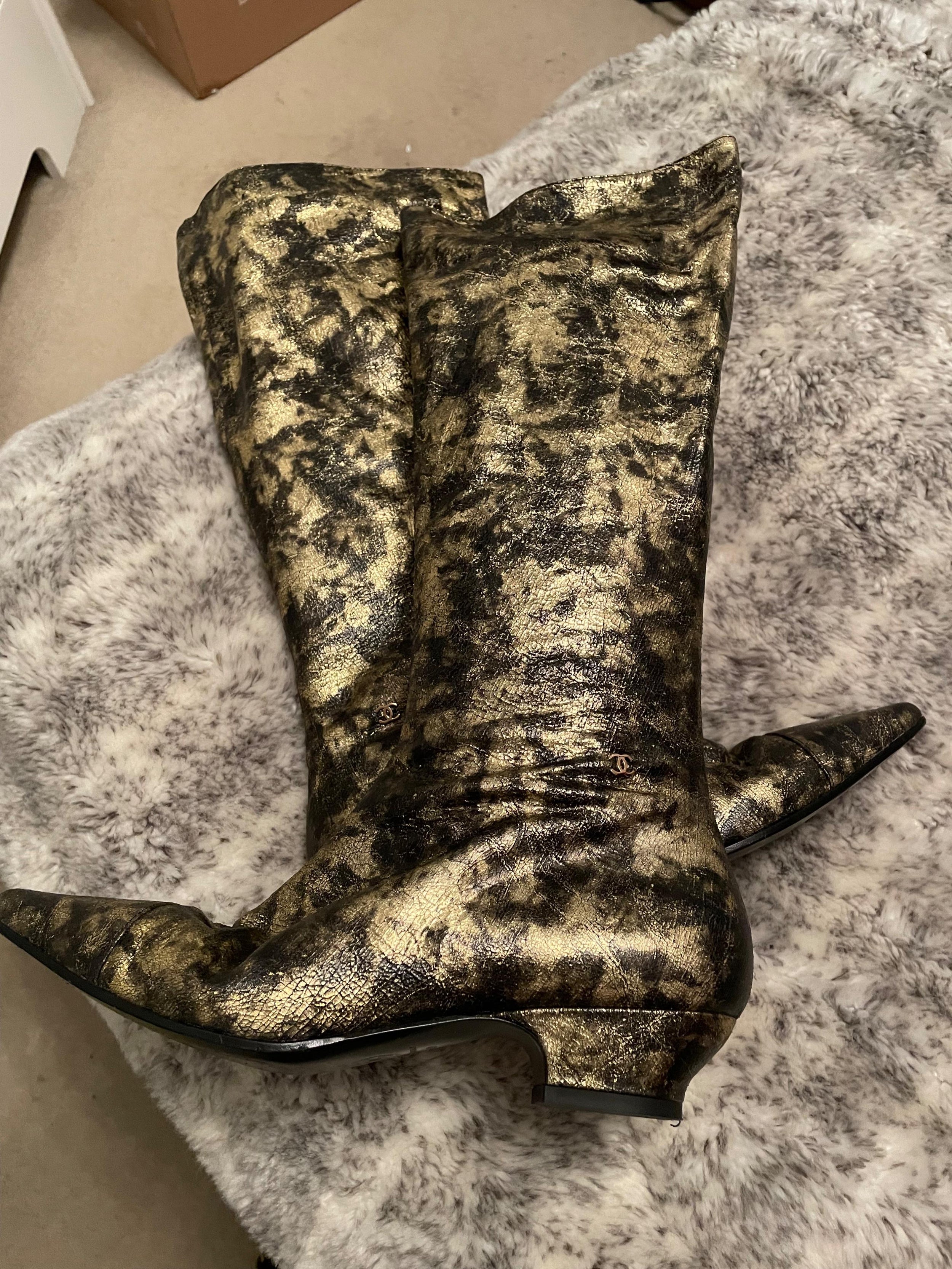 CC Gold Leather Riding Boots