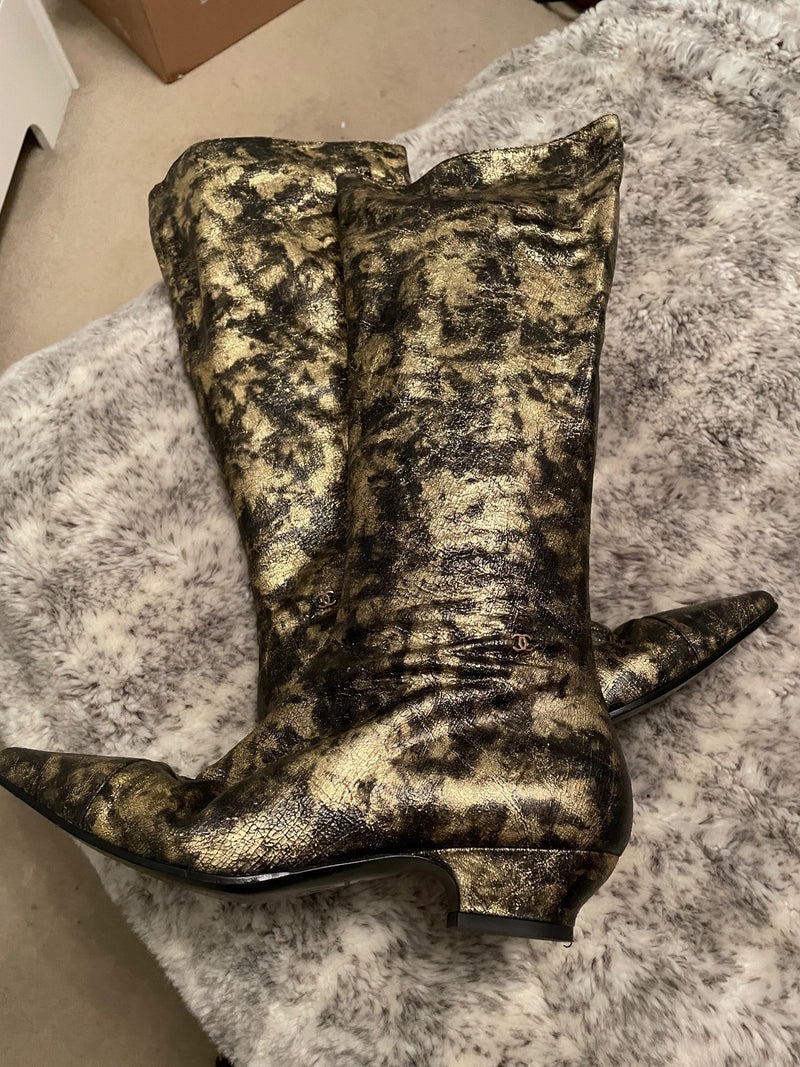 CC Gold Leather Riding Boots