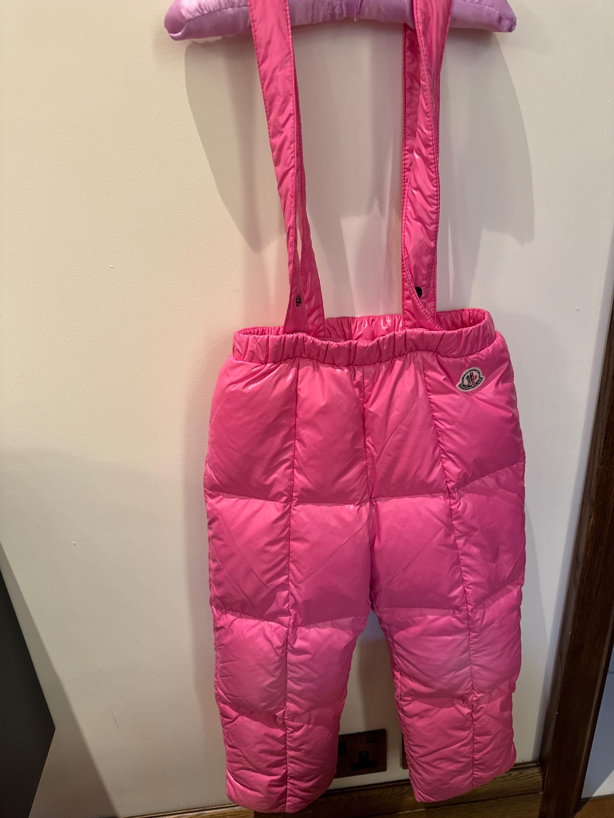Moncler Kids Pink Ski Salopette Trousers