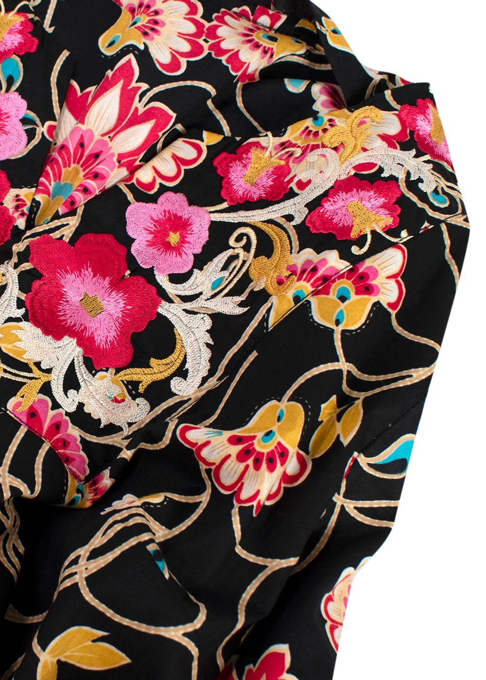 Elegant Embroidery Black Floral Embroidered Kaftan