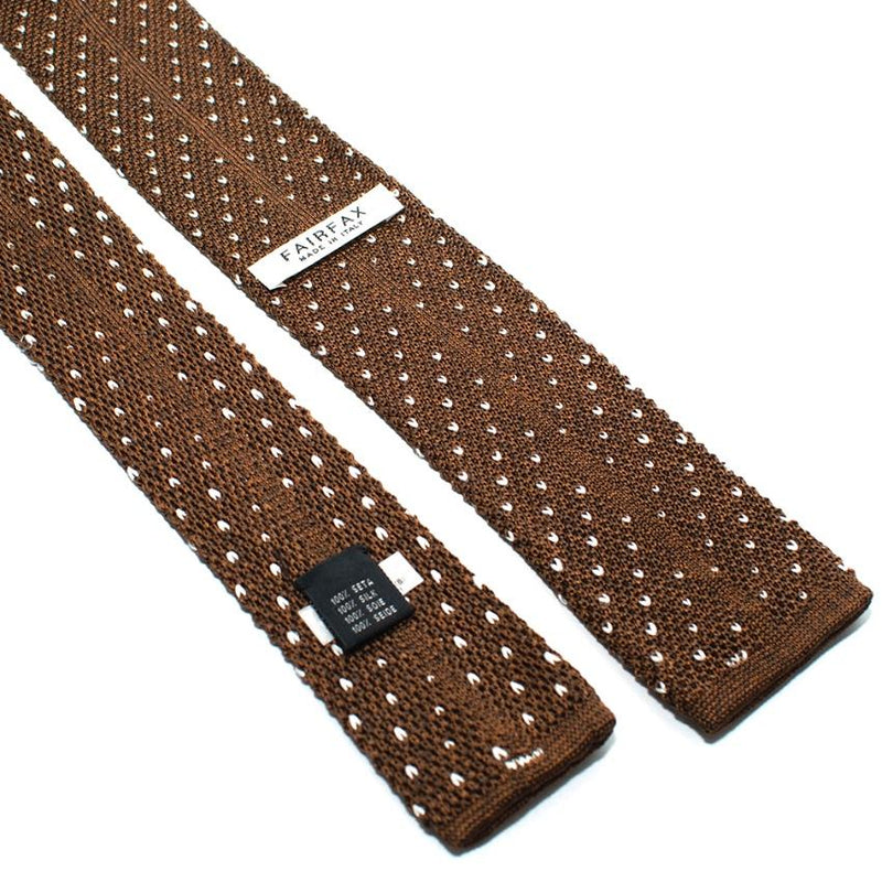 Fairfax Brown & White Knit Silk Square Tie