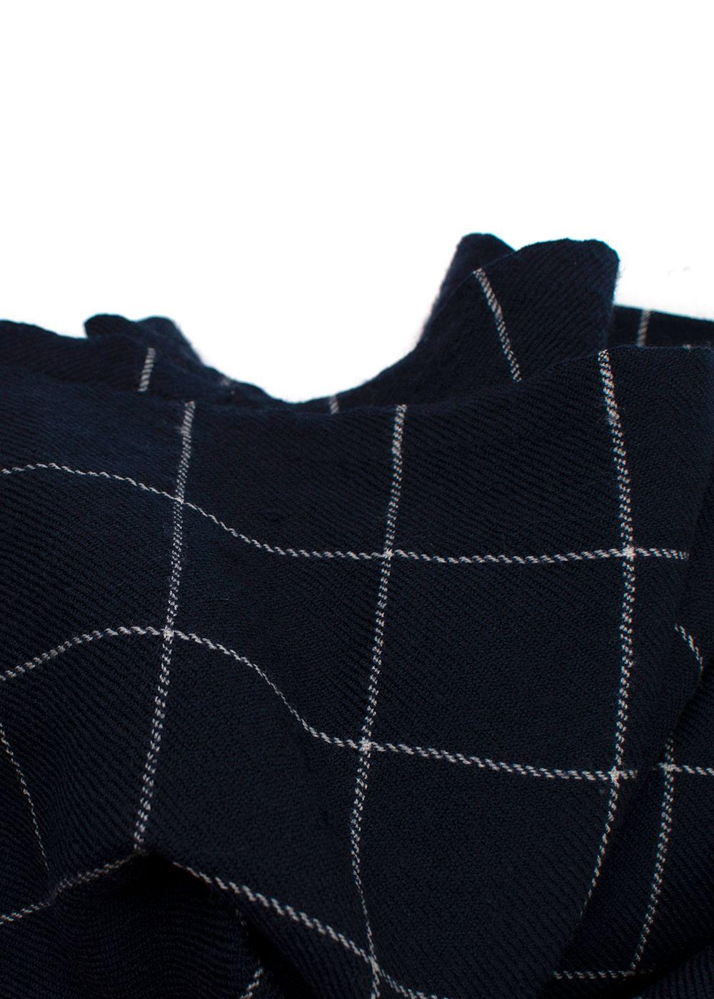 Bespoke Navy Check Cashmere Blend Scarf