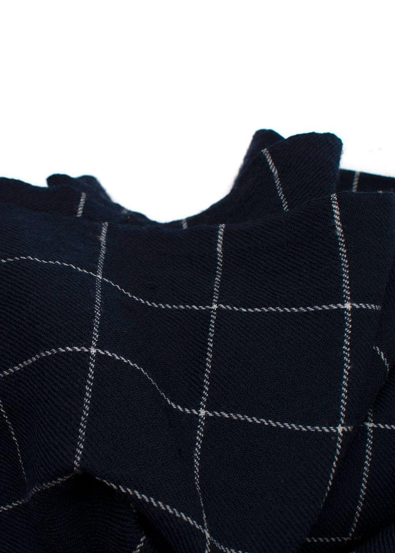 Bespoke Navy Check Cashmere Blend Scarf