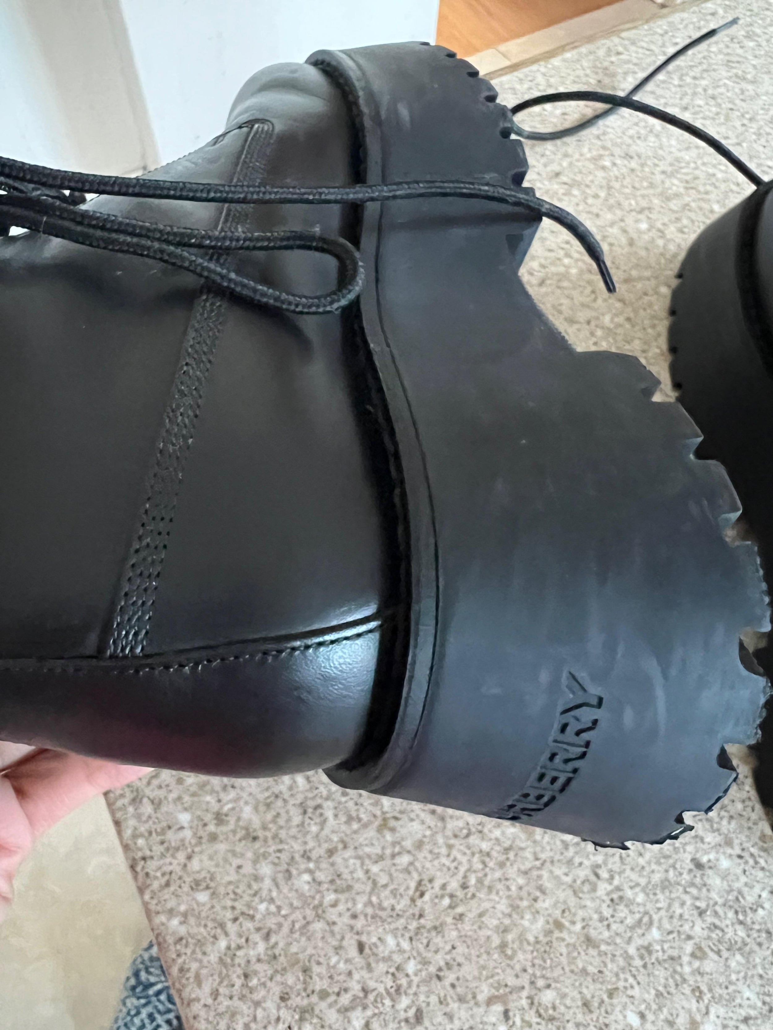 Burberry Black Leather Biker Boots