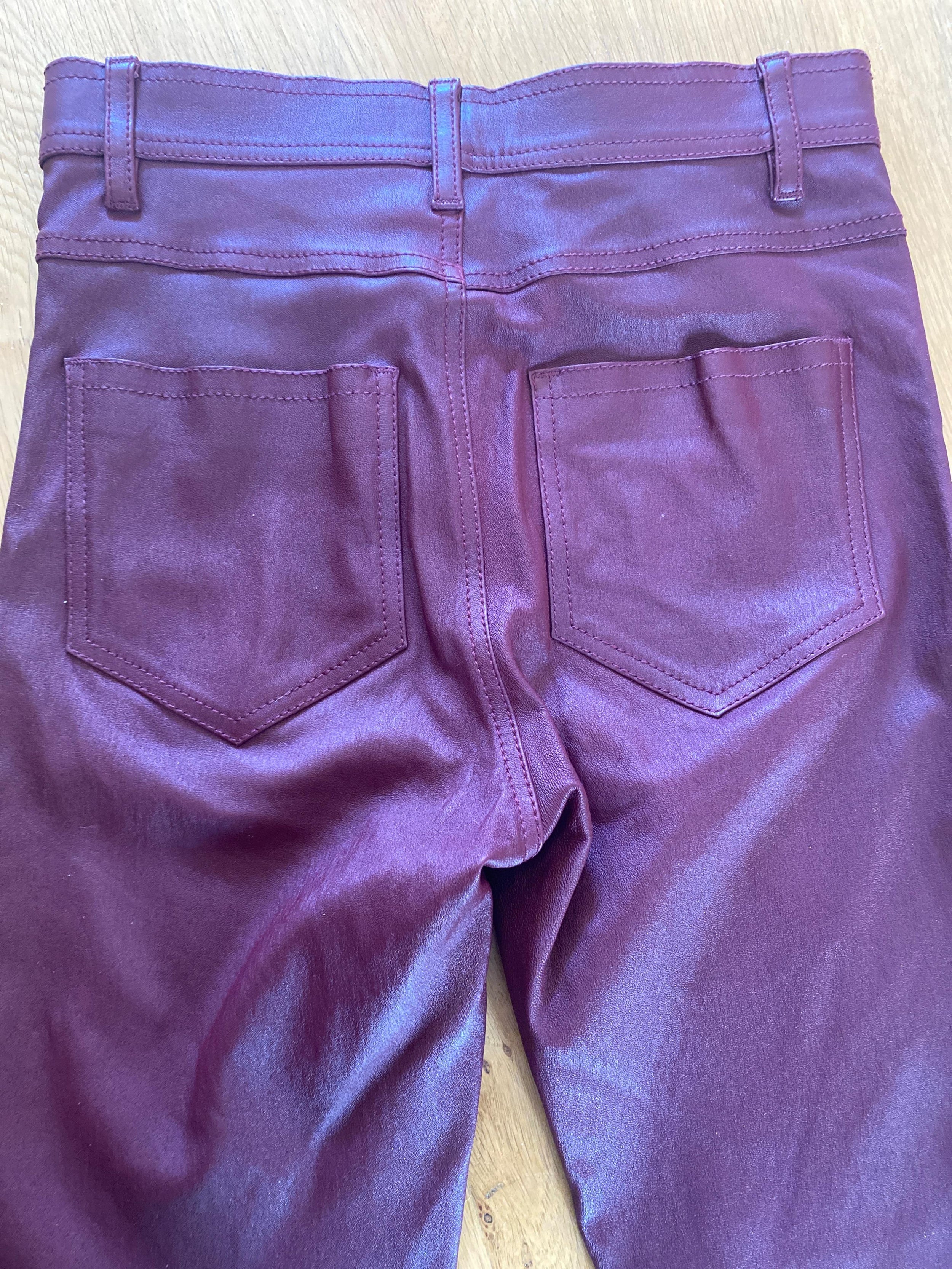 Den Burgundy Stretch Leather Pants