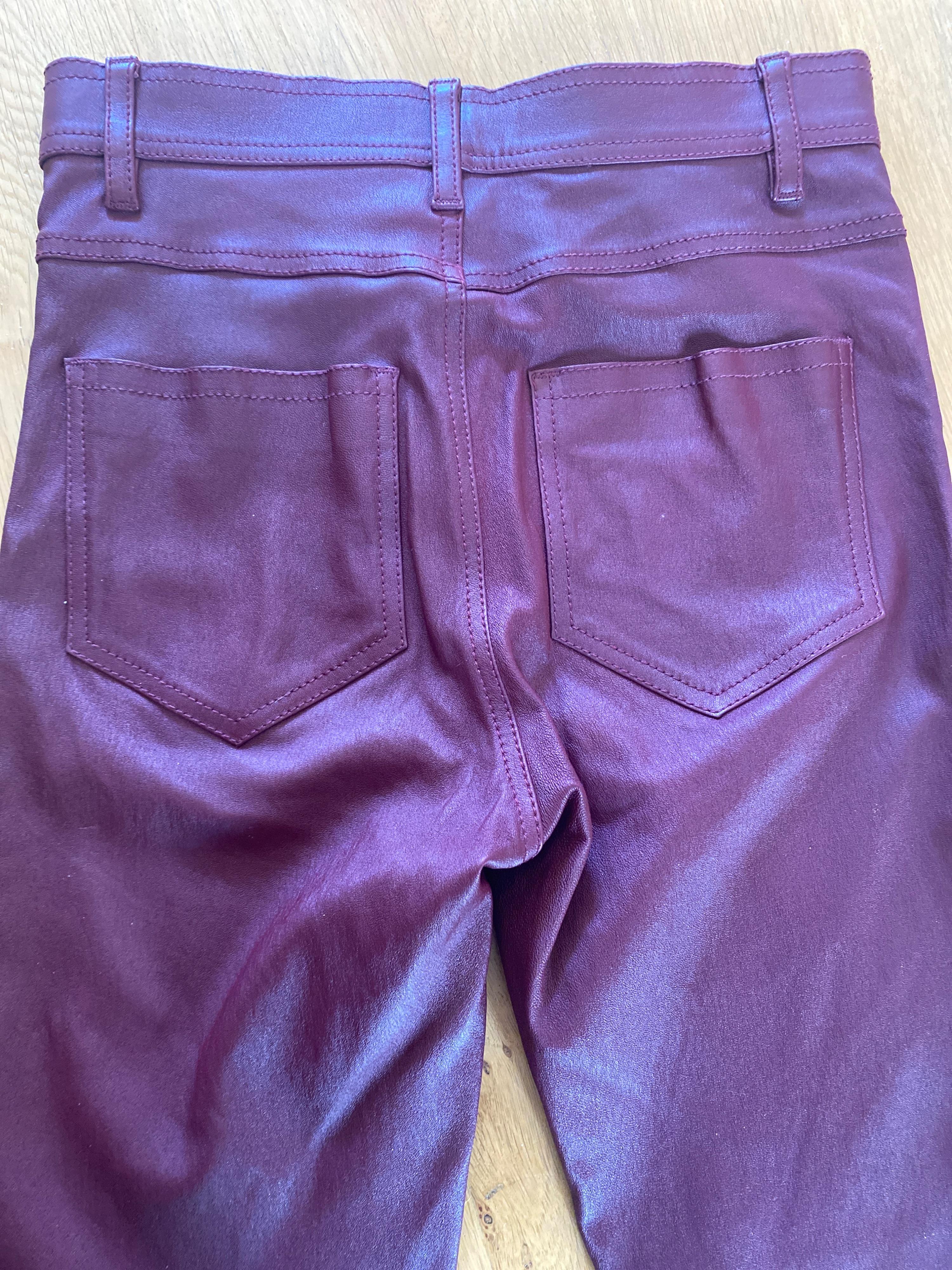 Den Burgundy Stretch Leather Pants