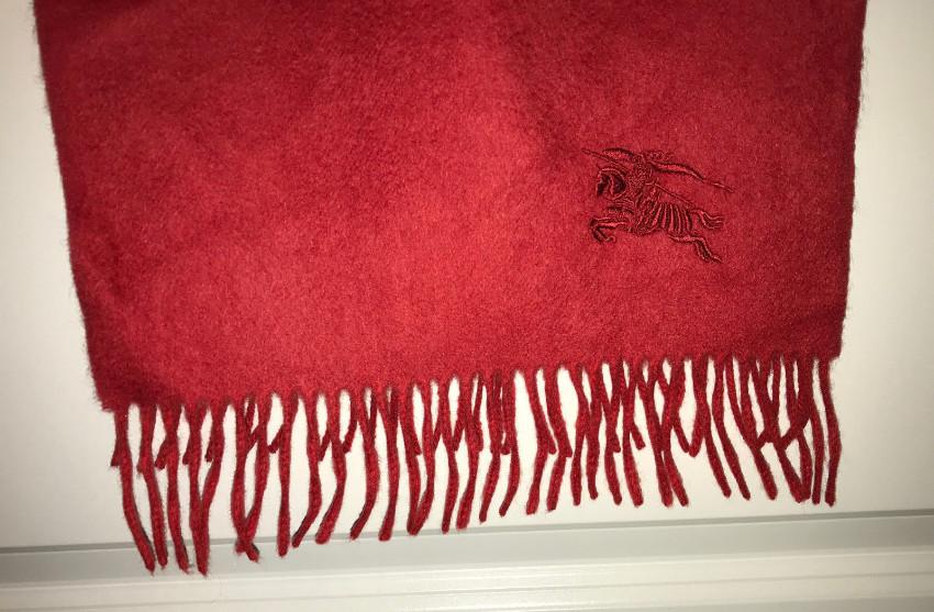 Burberry Red Cashmere Embroidered Scarf