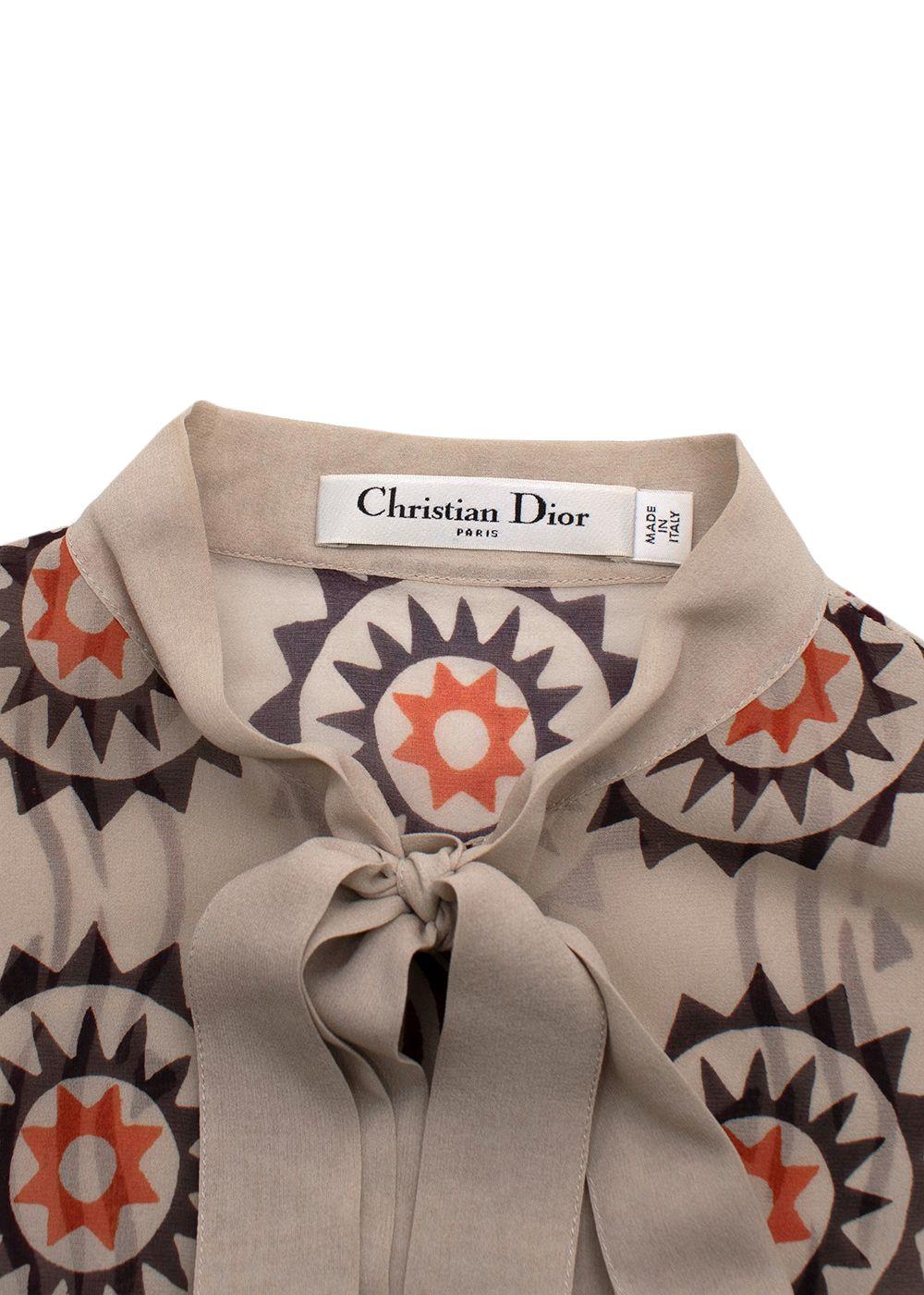 Dior Multicoloured Sheer Pussybow Silk Blouse