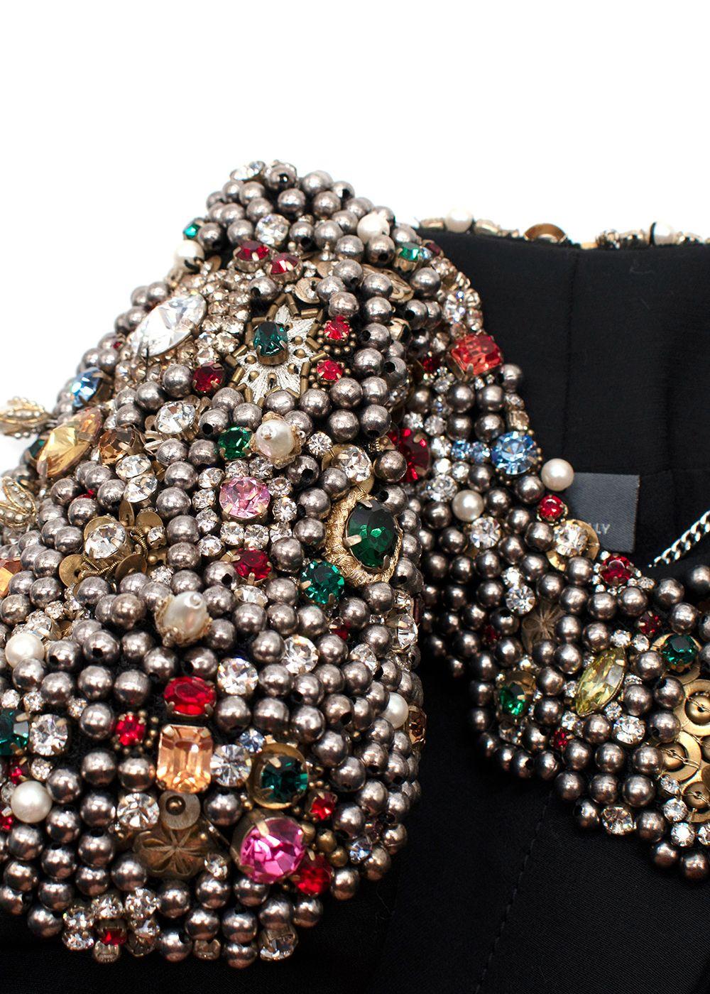 Alexander McQueen Black Embellished Peplum Jacket