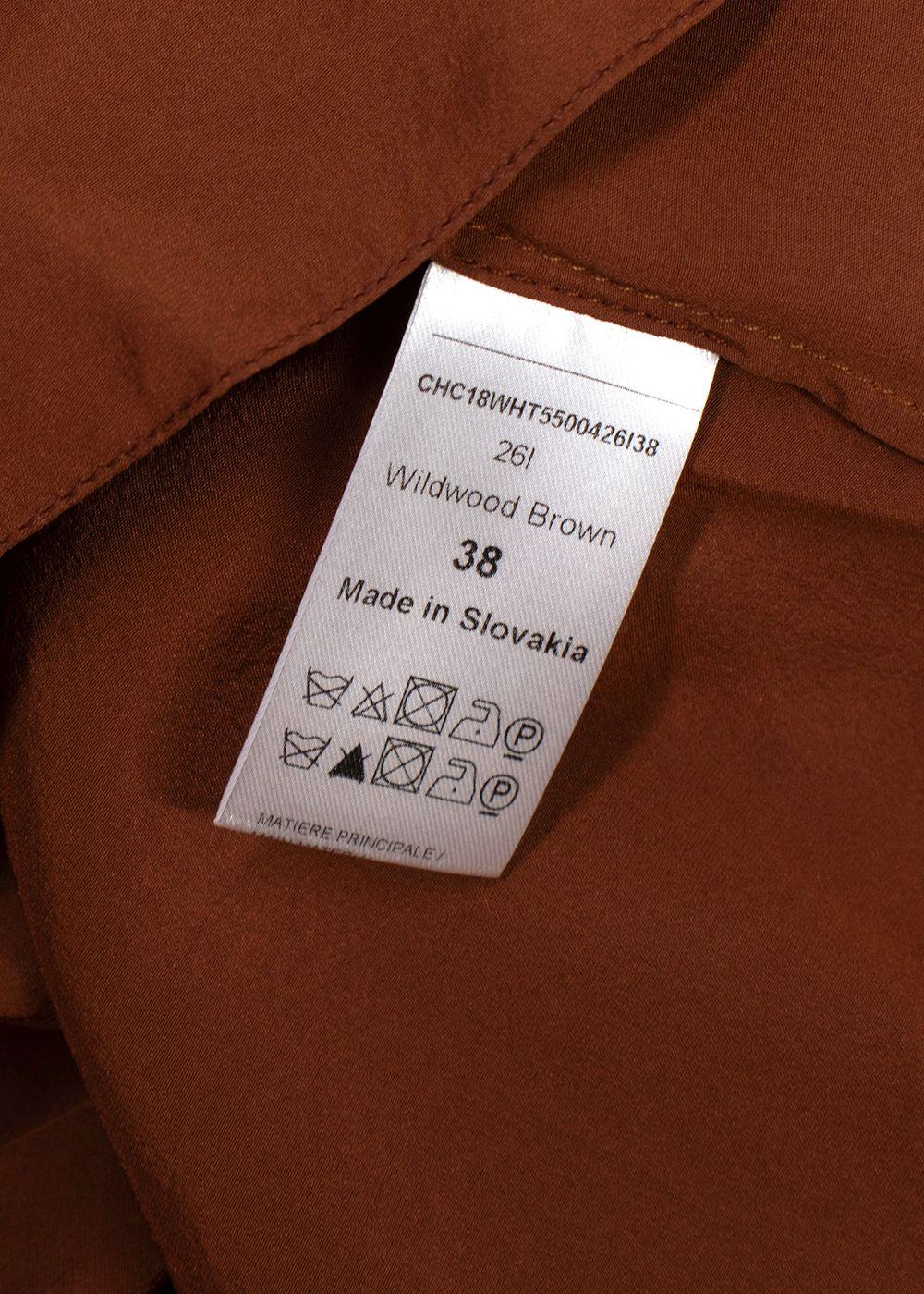 Chloe Wildwood Brown Silk V Neck Blouse