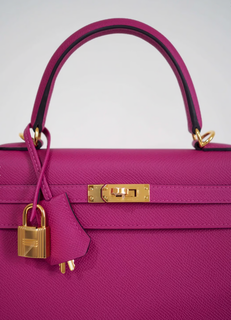 Hermès Kelly 25 Epsom Sellier Rose Pourpre Gold Hardware