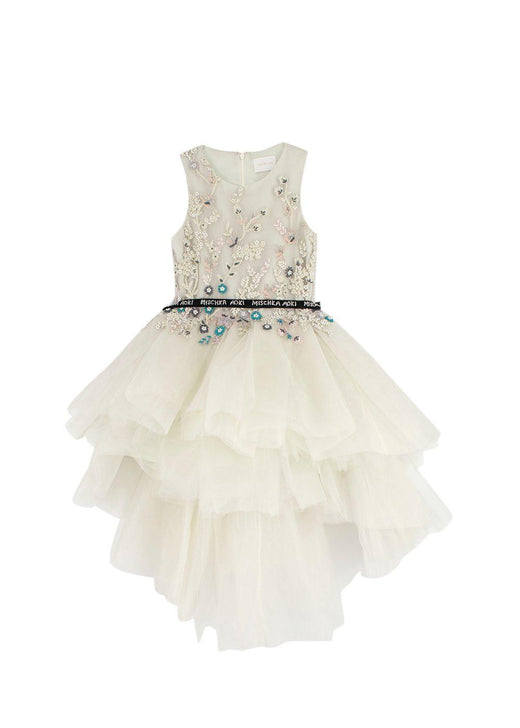 Mischka Aoki Green Embellished Tulle Gown