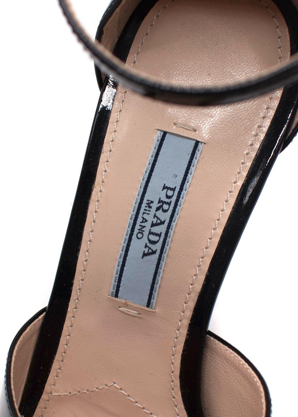 Prada Black Patent Leather Cross Over Heels