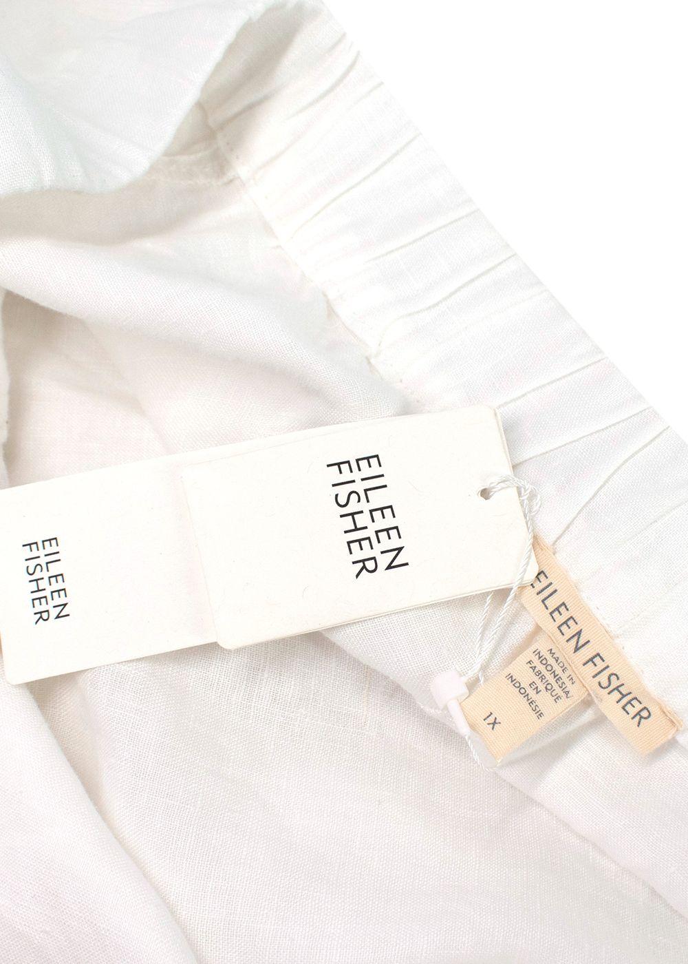 Eileen Fisher White Wide Leg Linen Trousers
